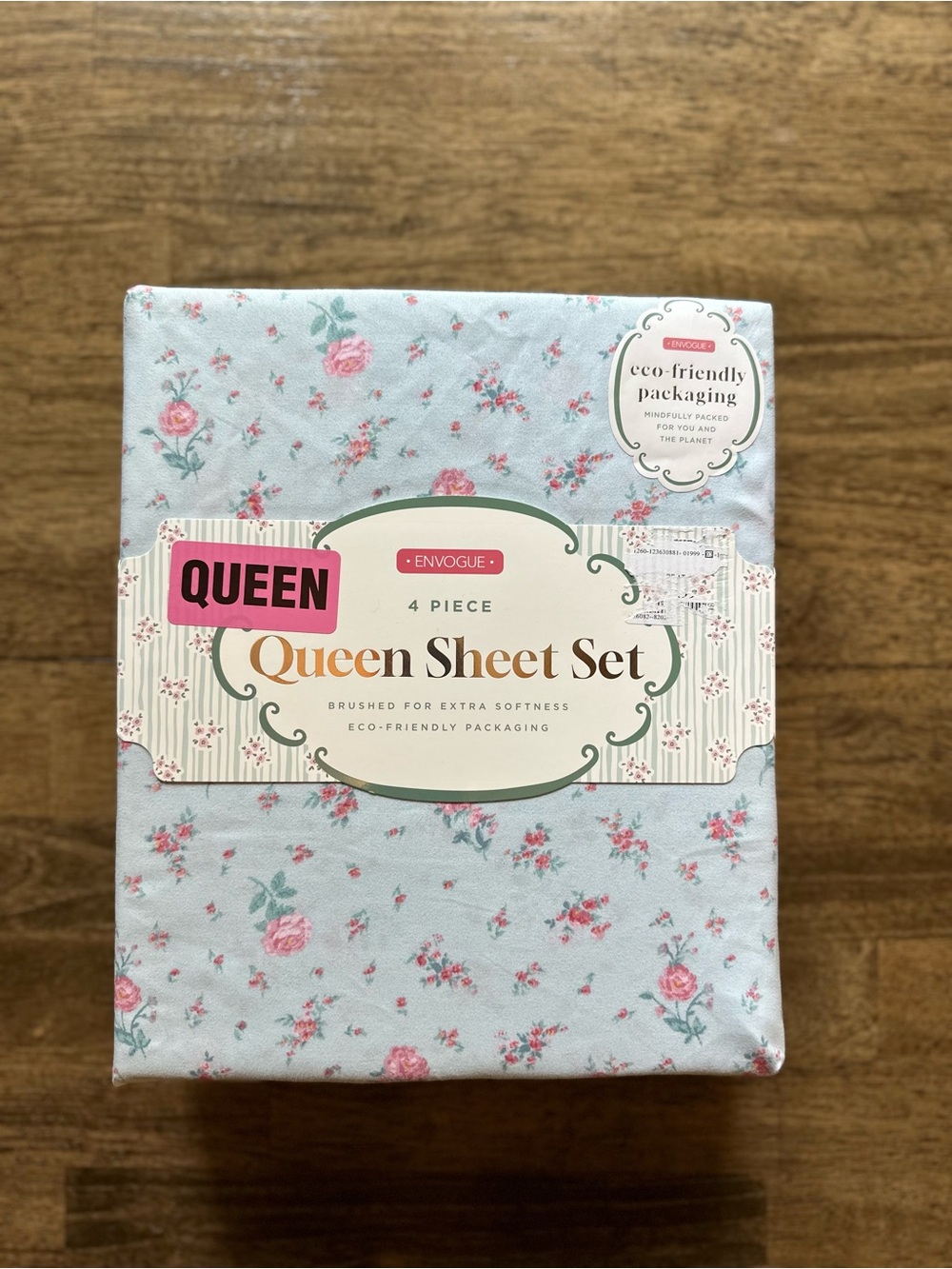 New Envogue Soft Queen Sheet Set - Light Blue with Pink Floral